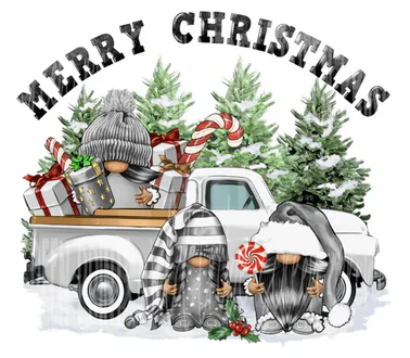 White Truck Gnome Christmas Design - RTS